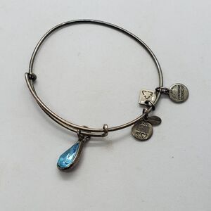 Alex & Ani Sterling Silver Bangle Bracelet with Glass Charm 925